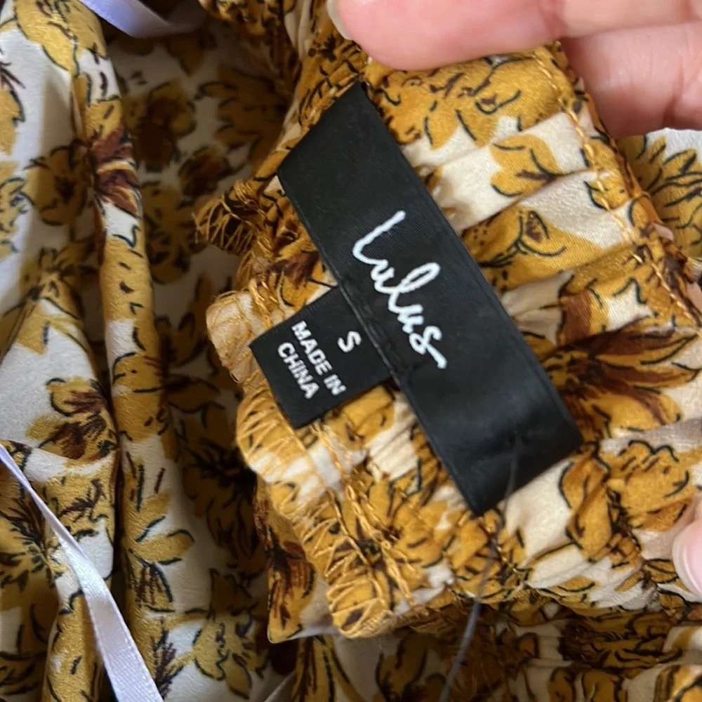 NWT Lulu’s These are the Days Mustard Yellow Floral Print Halter Maxi Dress | S - Picture 12 of 12